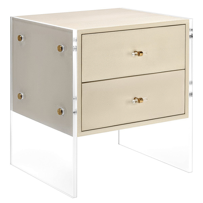 Прикроватная тумба с 2-мя ящиками на прозрачных боковых ножках Stingray Bedside table Бежевый Серый Графит Прикроватная тумба с 2-мя ящиками на прозрачных боковых ножках Stingray Bedside table Бежевый Серый Графит в Екатеринбурге | Loft Concept