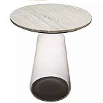 Кофейный столик с прозрачным основанием и столешницей с мраморным узором Transparent Base варинант исполнения - 1 | Loft Concept в Екатеринбурге