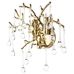 Бра в форме ветвей деревьев золотого цвета с прозрачными подвесками-каплями Droplet Bra варинант исполнения - 1 | Loft Concept в Екатеринбурге