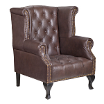 Кресло из натуральной кожи на 4-х деревянных ножках из массива бука Thomas Armchair brown варинант исполнения - 1 | Loft Concept в Екатеринбурге