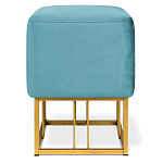 Пуф квадратный голубой велюр на золотом металлическом основании Celeste Blue варинант исполнения - 2 | Loft Concept в Екатеринбурге