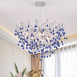 Люстра с синими стеклянными подвесками в форме капель FAIRYTREE Light варинант исполнения - 2 | Loft Concept в Екатеринбурге