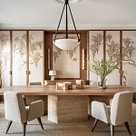 Обои с вышивкой ручной работы Deco Wisteria ﻿Midas colourway on Liso Pearl wool sateen варинант исполнения - 1 | Loft Concept в Екатеринбурге