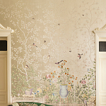 Обои ручная роспись Temple Newsam White Gold gilded silk варинант исполнения - 3 | Loft Concept в Екатеринбурге