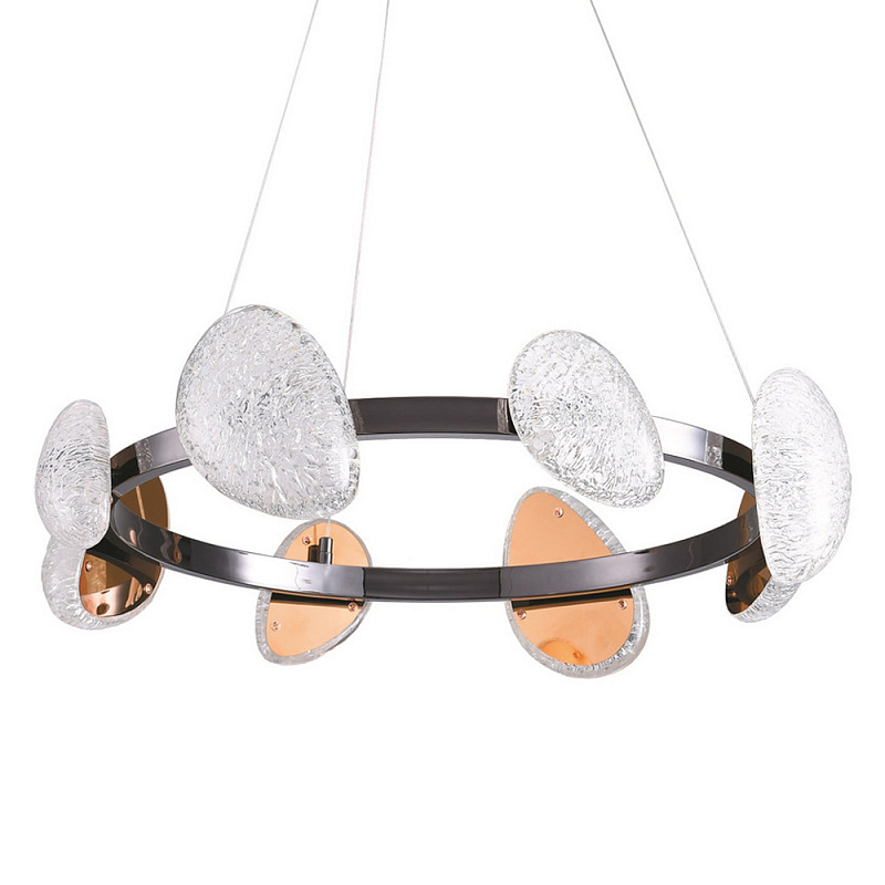 Люстра подвесная круглая с овальными плафонами Iona chandelier Черный Прозрачный в Екатеринбурге | Loft Concept 