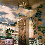 Обои ручная роспись Bamboo River Blossom Original colourway on Deep Rich Gold gilded paper with pearlescent antiquing варинант исполнения - 1 | Loft Concept в Екатеринбурге