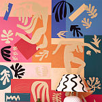 Обои ручная роспись в стиле Арт-деко Jazz Original colourway on painted silk with embroidery варинант исполнения - 2 | Loft Concept в Екатеринбурге