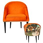 Кресло из натурального бука оранжевое с цветным принтом Impressionism in Art варинант исполнения - 2 | Loft Concept в Екатеринбурге