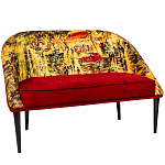 Диван двухместный из натурального бука красный с цветным принтом Impressionism in Art варинант исполнения - 3 | Loft Concept в Екатеринбурге