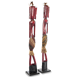 Комплект из 2-х деревянных статуэток Asmat Tall Red Statuettes варинант исполнения - 2 | Loft Concept в Екатеринбурге