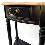 Консоль полукруглая из массива березы с ящиком и полкой в стиле прованс Vintage варинант исполнения - 3 | Loft Concept в Екатеринбурге