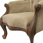 Кресло с мягкой обивкой из светло-коричневого велюра на 4-х деревянных ножках Evelyn Classical Armchair варинант исполнения - 4 | Loft Concept в Екатеринбурге