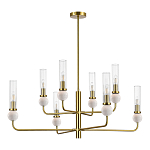 Люстра с 8-ю плафонами в форме стеклянных трубок и мраморных декоративных элементов Montreal варинант исполнения - 8 | Loft Concept в Екатеринбурге