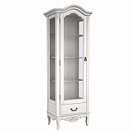 Витрина белая однодверная из массива бука с 4-мя полками и ящиком White Provence варинант исполнения - 2 | Loft Concept в Екатеринбурге