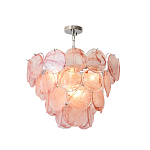 Люстра с каскадом из круглых розовых стеклянных дисков Pink Light Waterfall варинант исполнения - 3 | Loft Concept в Екатеринбурге