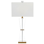 Настольная лампа с прозрачным корпусом и прямоугольным тканевым абажуром Charm and Luxury варинант исполнения - 4 | Loft Concept в Екатеринбурге