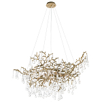 Подвесная люстра в виде ветвей деревьев золотого цвета с прозрачными подвесками-каплями 10 и 14 ламп Droplet Chandelier варинант исполнения - 3 | Loft Concept в Екатеринбурге