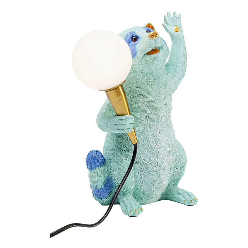 Настольная лампа для детской Голубой Енот  Золотой Бирюзовый Синий в Екатеринбурге | Loft Concept 