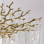 Люстра золотого цвета с декоративными ветками и длинными прозрачными стеклянными подвесами в форме сосулек Droplet Chandelier варинант исполнения - 7 | Loft Concept в Екатеринбурге