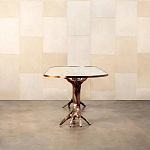 Обеденный стол с фигурным декором бронзового цвета Dichotomy racetrack варинант исполнения - 4 | Loft Concept в Екатеринбурге