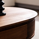 Кофейный стол овальный из дерева с 2-мя ящиками Coffee Walnut Table варинант исполнения - 9 | Loft Concept в Екатеринбурге