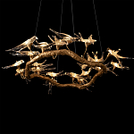 Люстра подвесная с прозрачными стеклянными птичками на ветвях Диаметр 100 см Serip Voa варинант исполнения - 9 | Loft Concept в Екатеринбурге