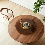 Стол обеденный круглый с двойной столешницей Walnut Wood Table варинант исполнения - 5 | Loft Concept в Екатеринбурге