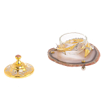 Икорница с декором "Осетр" с гравировкой на подставке из натурального камня Агат Decorative Cavair Dishes варинант исполнения - 3 | Loft Concept в Екатеринбурге