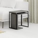 Комплект из 2-х приставных столов серого цвета из дерева ZIGOSH RETRO GREY варинант исполнения - 2 | Loft Concept в Екатеринбурге