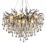 Люстра черная с прозрачными стеклянными подвесками в форме капель FAIRYTREE Light варинант исполнения - 3 | Loft Concept в Екатеринбурге