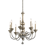 Люстра серебряного цвета с состаренным эффектом и декоративным подвесным шаром Kichler варинант исполнения - 1 | Loft Concept в Екатеринбурге