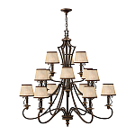 Люстра бронзового цвета с бежевыми абажурами из органзы в классическом стиле Hinkley варинант исполнения - 2 | Loft Concept в Екатеринбурге