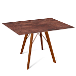 Стол обеденный с коричневой прямоугольной столешницей из керамики на четырех деревянных ножках Brown Ceramics варинант исполнения - 1 | Loft Concept в Екатеринбурге