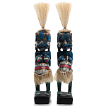 Комплект из 2-х деревянных статуэток Asmat Straw Headdress Statuettes Blue Colorful Tattoo варинант исполнения - 1 | Loft Concept в Екатеринбурге