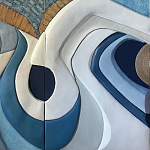 Арт-объект ручной работы Blue Abstraction из 4-х панелей варинант исполнения - 4 | Loft Concept в Екатеринбурге