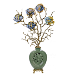 Ваза зеленая с бронзовыми ветвями и фарфоровыми рыбками Eden Garden варинант исполнения - 1 | Loft Concept в Екатеринбурге