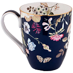 Кружка синяя из фарфора с рисунком цветов 400 мл Garden Whisper Porcelain Set  варинант исполнения - 1 | Loft Concept в Екатеринбурге