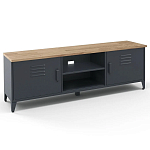 ТВ-тумба из металла и столешницей из массива дуба Metal Wood TV-Stand варинант исполнения - 2 | Loft Concept в Екатеринбурге