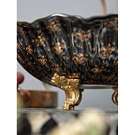 Блюдо черного цвета из фрафора на бронзовых ножках Eden Garden porcelain and bronze варинант исполнения - 5 | Loft Concept в Екатеринбурге