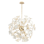 Люстра круглой формы с белыми и прозрачными лепестками цветов Диаметр 69 см Wintery flovers варинант исполнения - 1 | Loft Concept в Екатеринбурге
