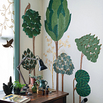 Обои с вышивкой ручной работы Mughal Trees Original colourway on linen варинант исполнения - 1 | Loft Concept в Екатеринбурге