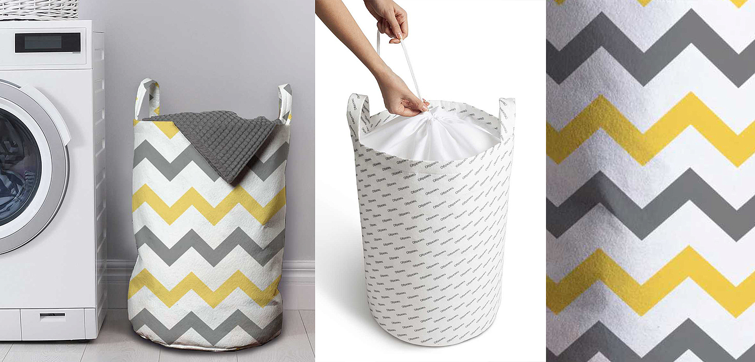 Корзина Mustard and Gray Chevron Basket Корзина Mustard and Gray Chevron Basket - Loft-Concept в Екатеринбурге