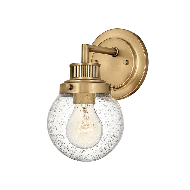 Бра для ванных комнат с прозрачным шарообразным плафоном из стекла с пузырьками на круглом основании Hinkley Хром Латунь Прозрачное Стекло в Екатеринбурге | Loft Concept 