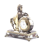 Часы настольные бронзовые с декором в виде коня Horse Stone Clock варинант исполнения - 8 | Loft Concept в Екатеринбурге