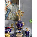 Подсвечник из темно-синего фарфора с бронзовыми элементами и цветами Eden Garden варинант исполнения - 4 | Loft Concept в Екатеринбурге