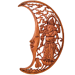 Панно из дерева Ганеша и месяц Panel With Animals варинант исполнения - 1 | Loft Concept в Екатеринбурге