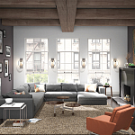 Бра цвета хром с круглой рамой и цилиндрическим прозрачным стеклянным плафоном на прямоугольном основании Feiss варинант исполнения - 4 | Loft Concept в Екатеринбурге