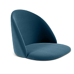 Барный стул со спинкой и металлической подставкой на 4-х деревянных ножках Синий Велюр Vendramin Chair варинант исполнения - 2 | Loft Concept в Екатеринбурге