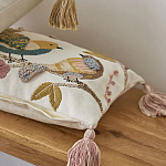 Чехол на подушку с кисточками и вышивкой птиц Ethnic mix Birds Rect варинант исполнения - 5 | Loft Concept в Екатеринбурге