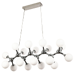 Линейная люстра с плафонами из стеклянных шаров Pearls Suspension Linear Chrome Chandelier варинант исполнения - 2 | Loft Concept в Екатеринбурге